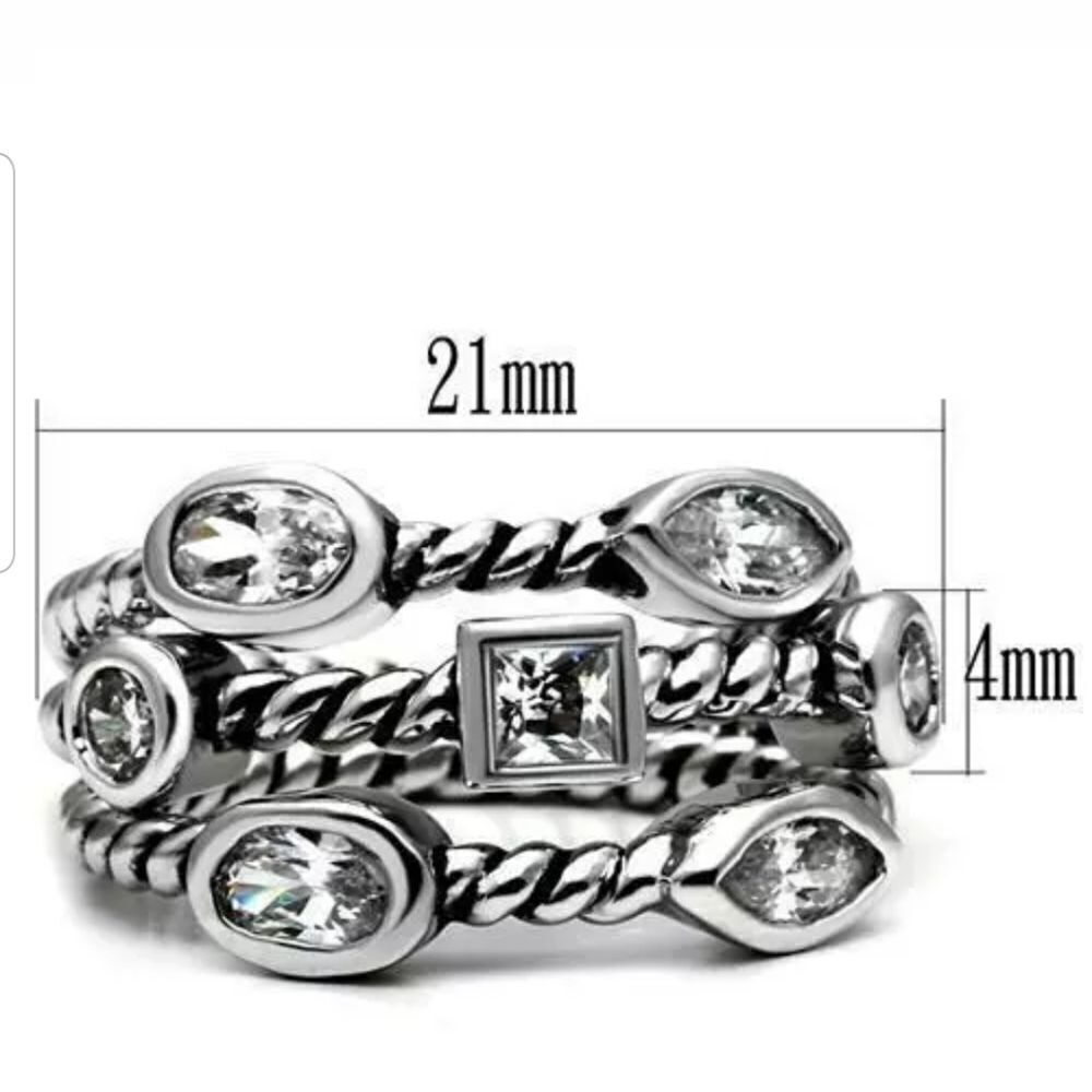 CZ CABLE STYLE CONFETTI RING - Picture 2 of 5
